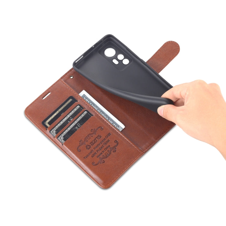 For Xiaomi 12 5G AZNS Sheepskin Texture Flip Leather Phone Case