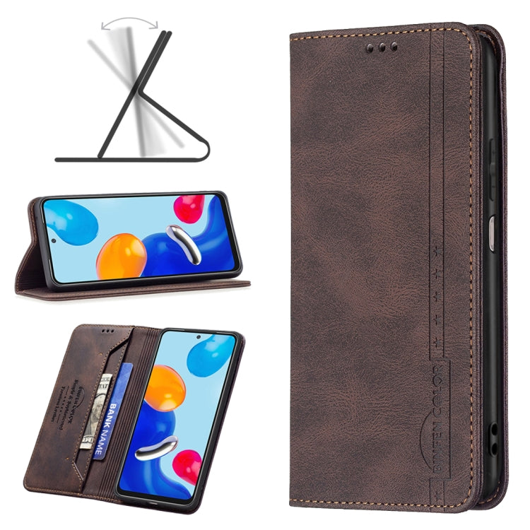 For Xiaomi Redmi Note 11 International Version Magnetic RFID Blocking Anti-Theft Leather Phone Case