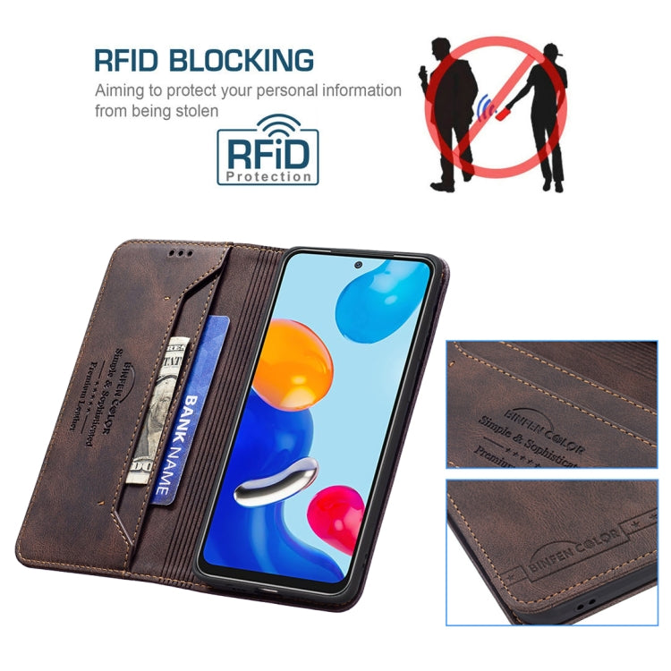 For Xiaomi Redmi Note 11 International Version Magnetic RFID Blocking Anti-Theft Leather Phone Case