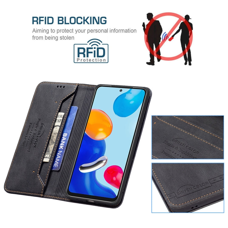 For Xiaomi Redmi Note 11 International Version Magnetic RFID Blocking Anti-Theft Leather Phone Case