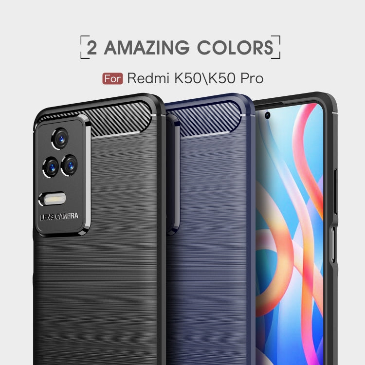 For Xiaomi Redmi K50 Brushed Texture Carbon Fiber TPU Phone Case