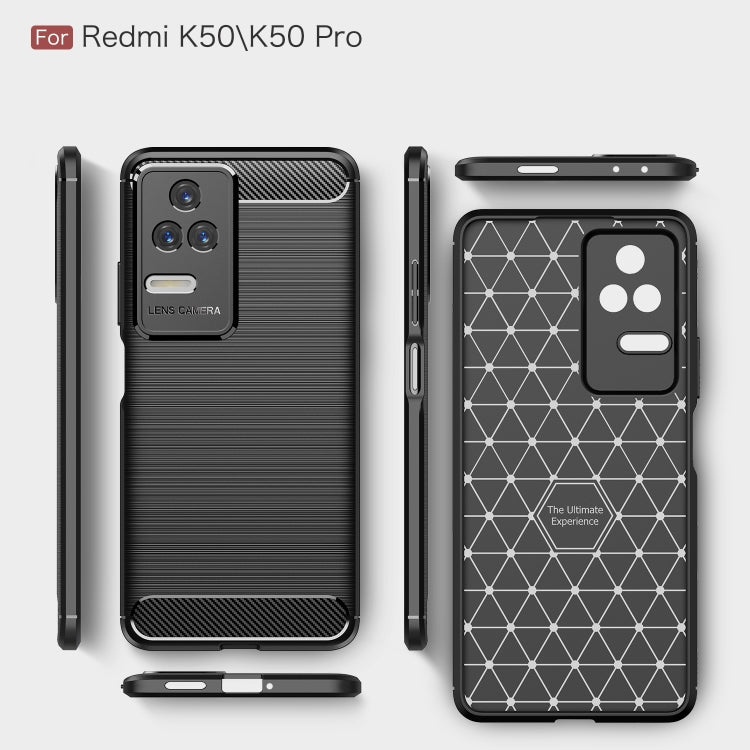 For Xiaomi Redmi K50 Pro Brushed Texture Carbon Fiber TPU Phone Case