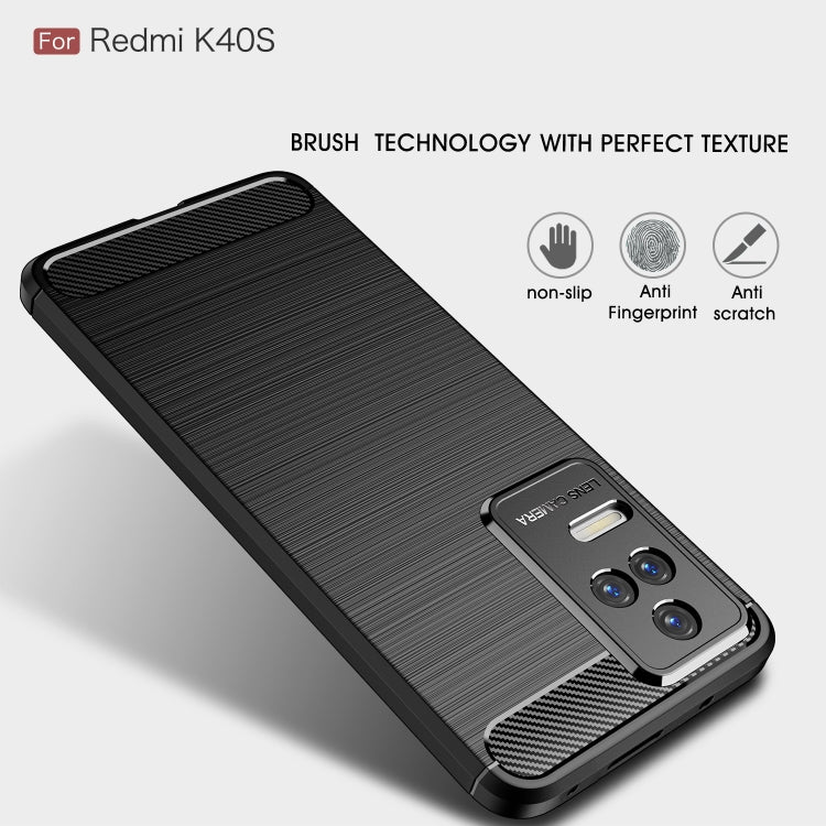 For Xiaomi Redmi K40S Brushed Texture Carbon Fiber TPU Phone Case