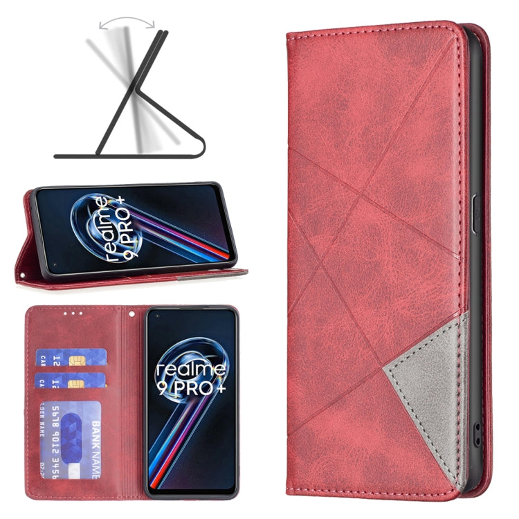 For OPPO Realme 9 Pro+ Prismatic Invisible Magnetic Leather Phone Case