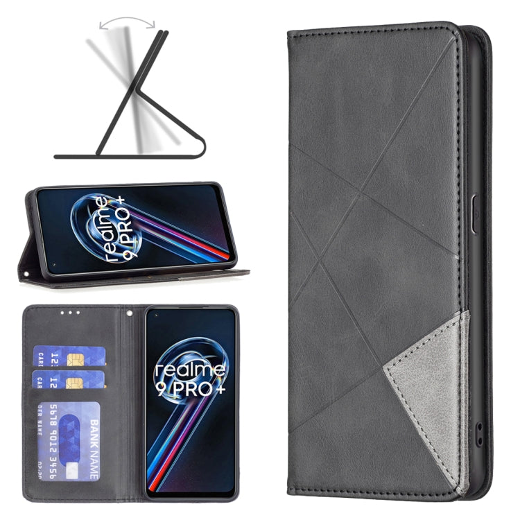 For OPPO Realme 9 Pro+ Prismatic Invisible Magnetic Leather Phone Case