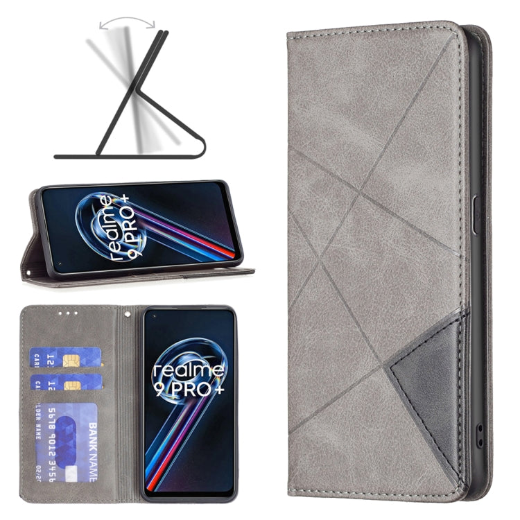 For OPPO Realme 9 Pro+ Prismatic Invisible Magnetic Leather Phone Case
