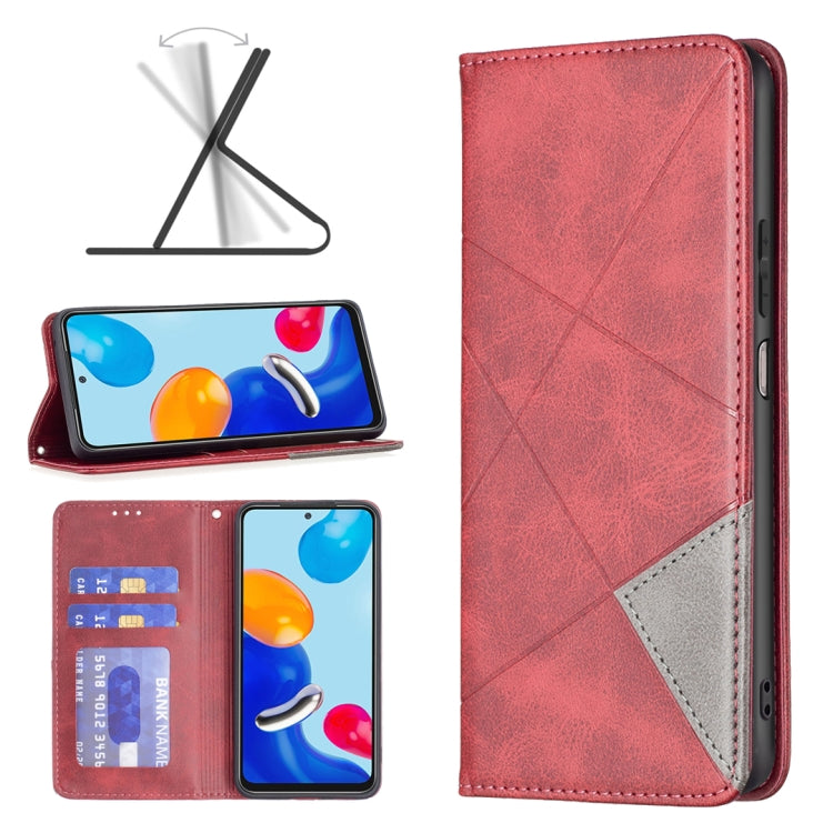 For Xiaomi Redmi Note 11 International Version Prismatic Invisible Magnetic Leather Phone Case