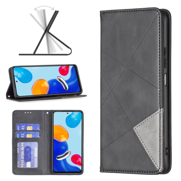 For Xiaomi Redmi Note 11 International Version Prismatic Invisible Magnetic Leather Phone Case