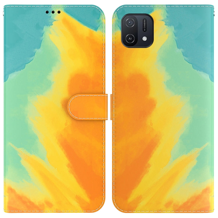 For OPPO A16K Watercolor Pattern Horizontal Flip Leather Phone Case