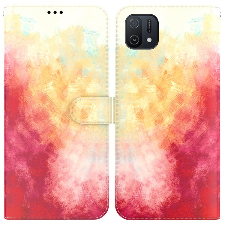 For OPPO A16K Watercolor Pattern Horizontal Flip Leather Phone Case