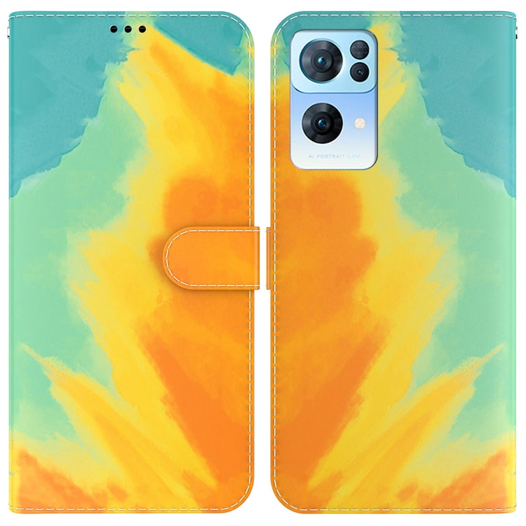For OPPO Reno7 Pro 5G Watercolor Pattern Horizontal Flip Leather Phone Case