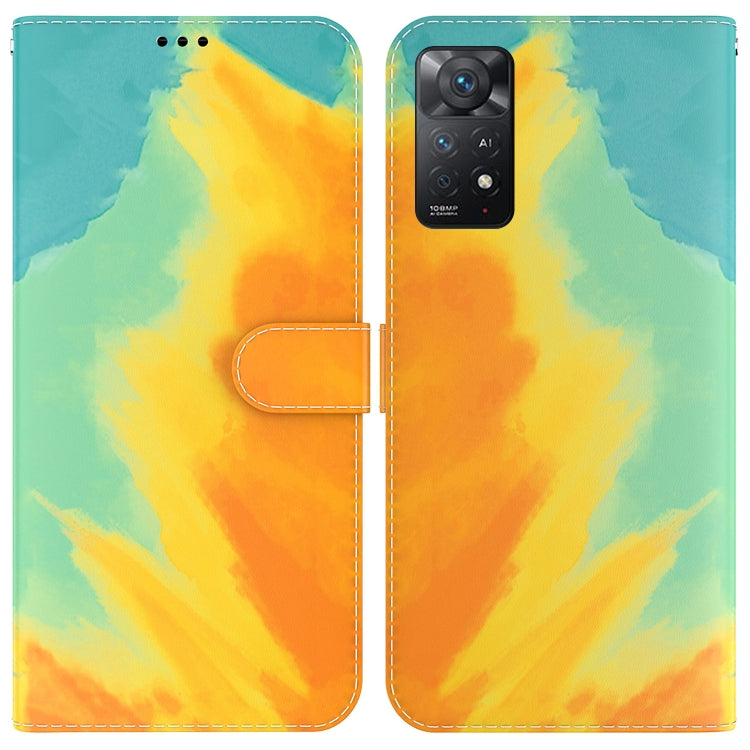 For Xiaomi Redmi Note 11 Pro 5G / 4G Foreign Version Watercolor Pattern Horizontal Flip Leather Phone Case