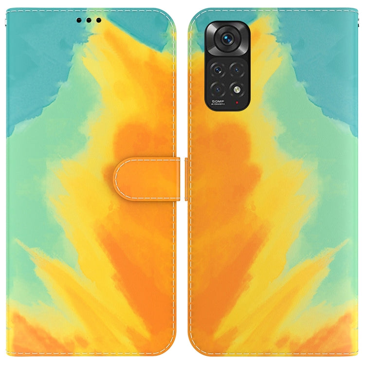 For Xiaomi Redmi Note 11 Foreign Version / Note 11S Watercolor Pattern Horizontal Flip Leather Phone Case