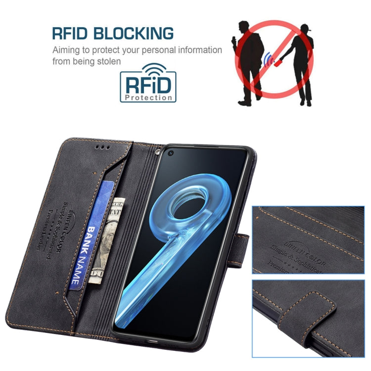 For OPPO A36 4G / A96 4G / A76 4G / K10 4G / Realme 9i Magnetic Clasp RFID Blocking Anti-Theft Leather Case