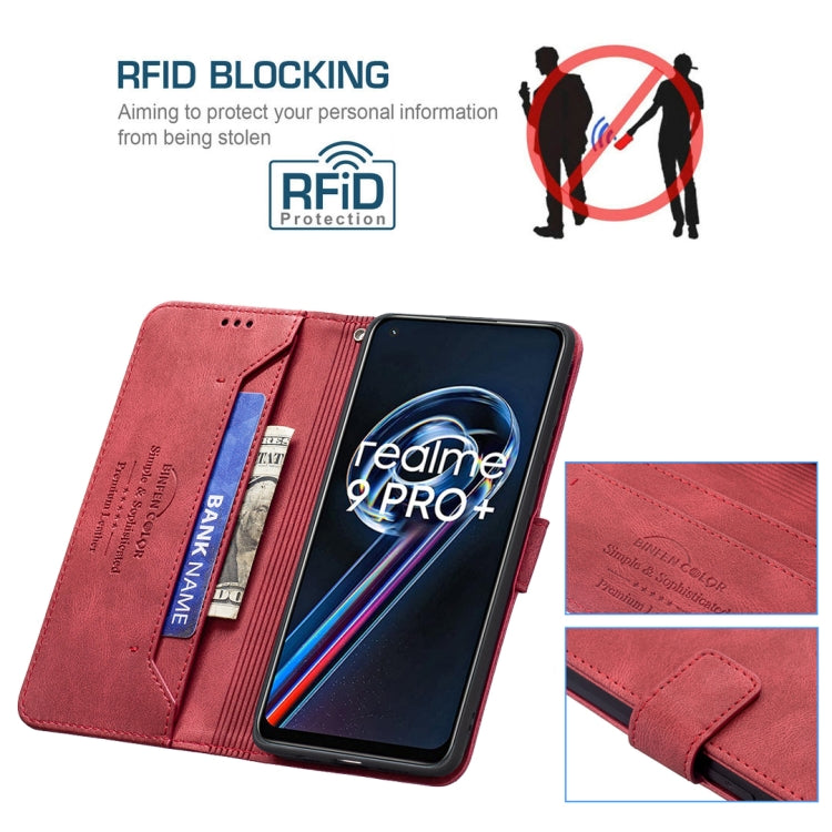 For OPPO Realme 9 Pro+ Magnetic Clasp RFID Blocking Anti-Theft Leather Case