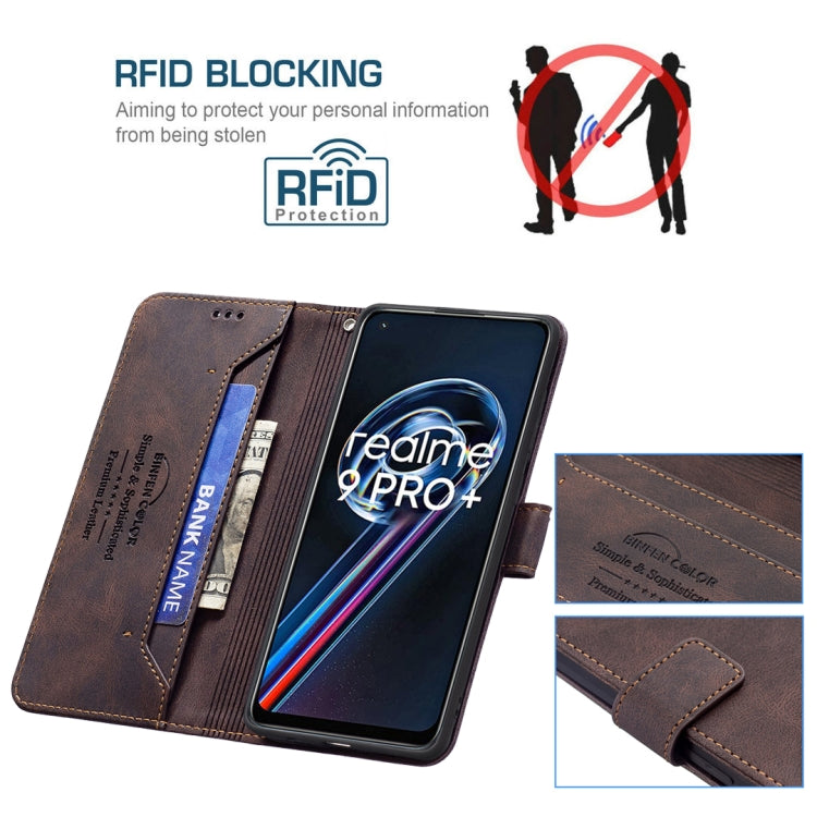 For OPPO Realme 9 Pro+ Magnetic Clasp RFID Blocking Anti-Theft Leather Case