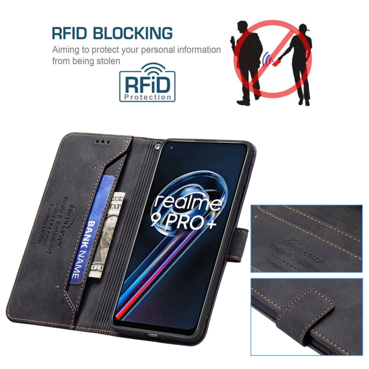 For OPPO Realme 9 Pro+ Magnetic Clasp RFID Blocking Anti-Theft Leather Case