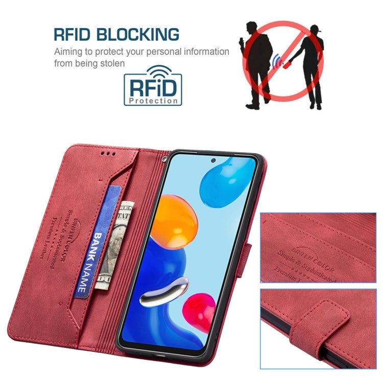 For Xiaomi Redmi Note 11 Magnetic Clasp RFID Blocking Anti-Theft Leather Case