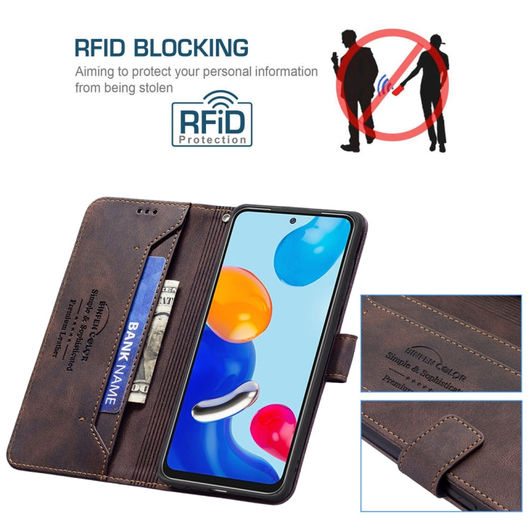 For Xiaomi Redmi Note 11 Magnetic Clasp RFID Blocking Anti-Theft Leather Case
