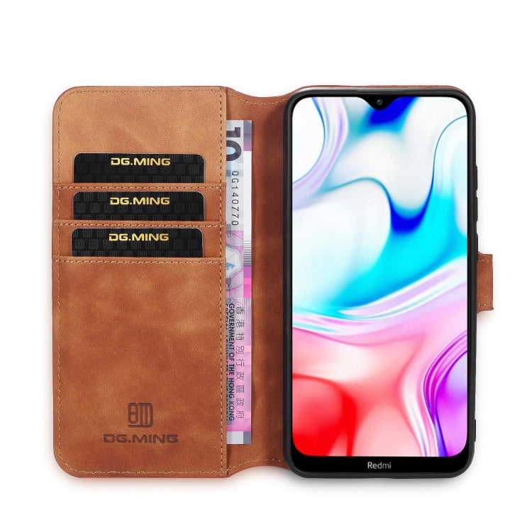 For Xiaomi Redmi 8 DG.MING Retro Oil Side Horizontal Flip Case with Holder & Card Slots & Wallet