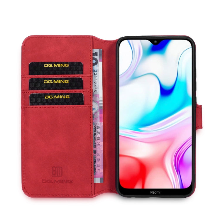 For Xiaomi Redmi 8 DG.MING Retro Oil Side Horizontal Flip Case with Holder & Card Slots & Wallet