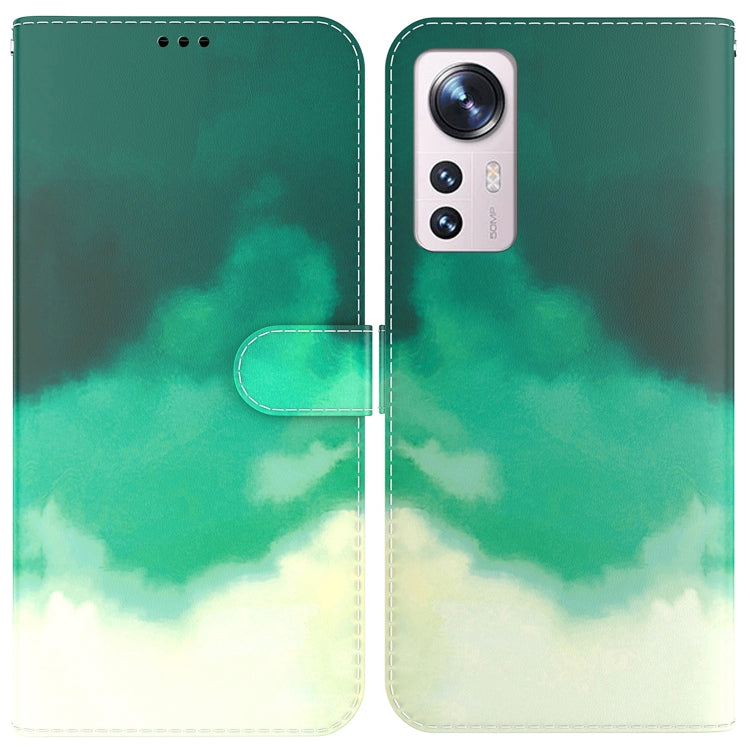 For Xiaomi 12 / 12X Watercolor Pattern Horizontal Flip Leather Phone Case