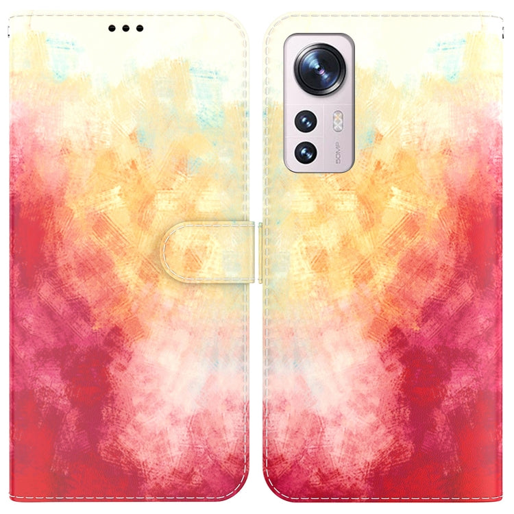 For Xiaomi 12 / 12X Watercolor Pattern Horizontal Flip Leather Phone Case