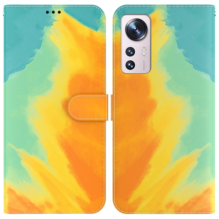 For Xiaomi 12 Pro Watercolor Pattern Horizontal Flip Leather Phone Case