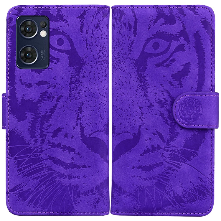 For OPPO Reno7 5G Taiwan Version/Find X5 Lite Tiger Embossing Pattern Horizontal Flip Leather Phone Case