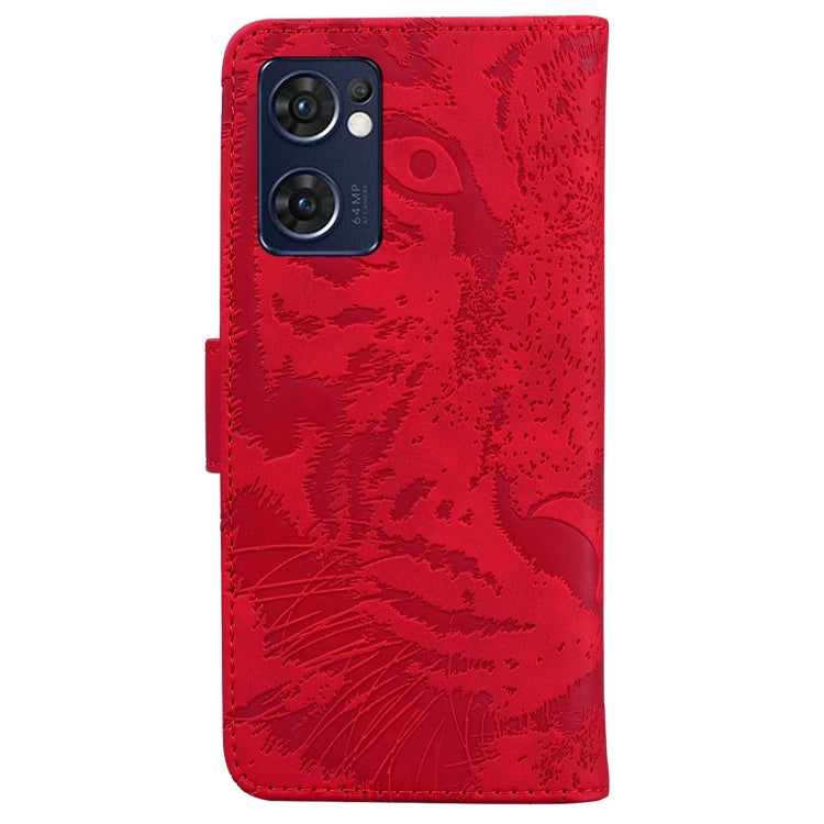 For OPPO Reno7 5G Taiwan Version/Find X5 Lite Tiger Embossing Pattern Horizontal Flip Leather Phone Case
