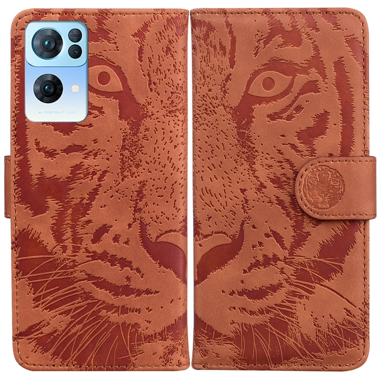 For OPPO Reno7 Pro 5G Tiger Embossing Pattern Horizontal Flip Leather Phone Case