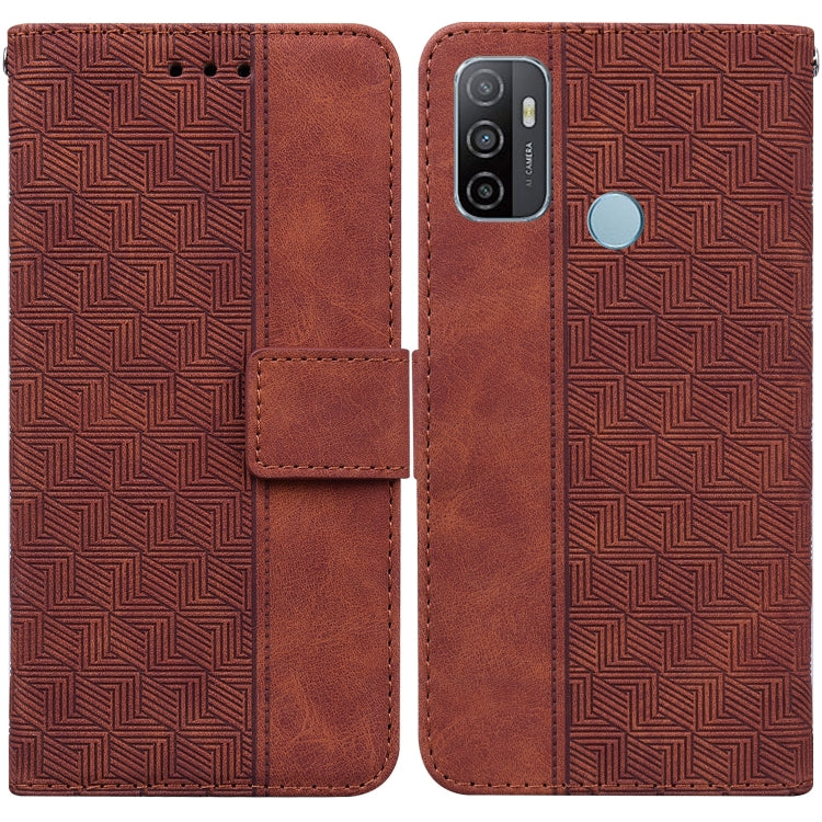 For OPPO A53 / A33 Geometric Embossed Leather Phone Case