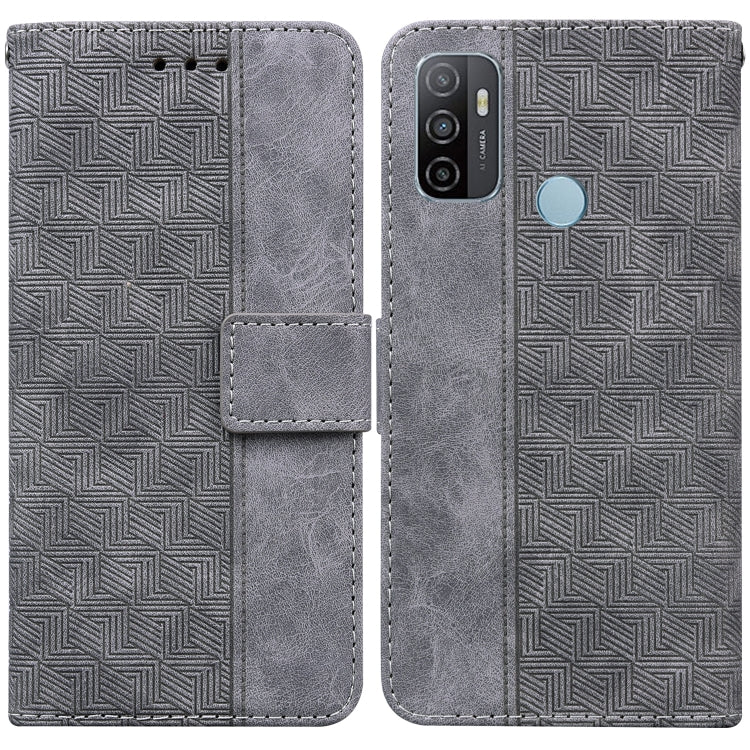 For OPPO A53 / A33 Geometric Embossed Leather Phone Case