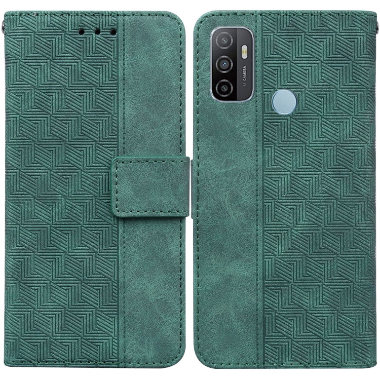 For OPPO A53 / A33 Geometric Embossed Leather Phone Case