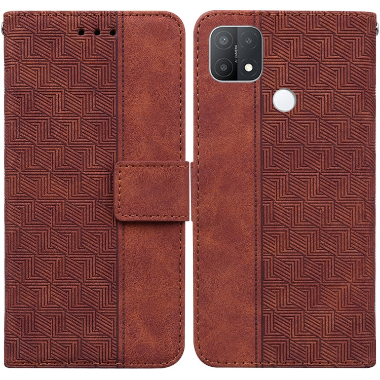 For OPPO A15 / A15s Geometric Embossed Leather Phone Case