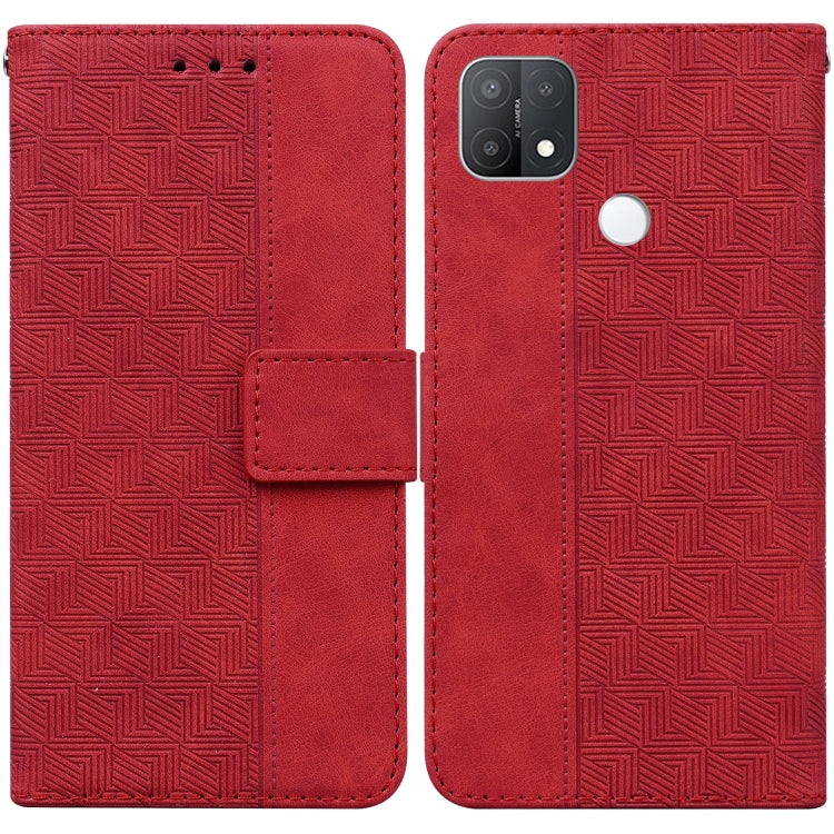 For OPPO A15 / A15s Geometric Embossed Leather Phone Case