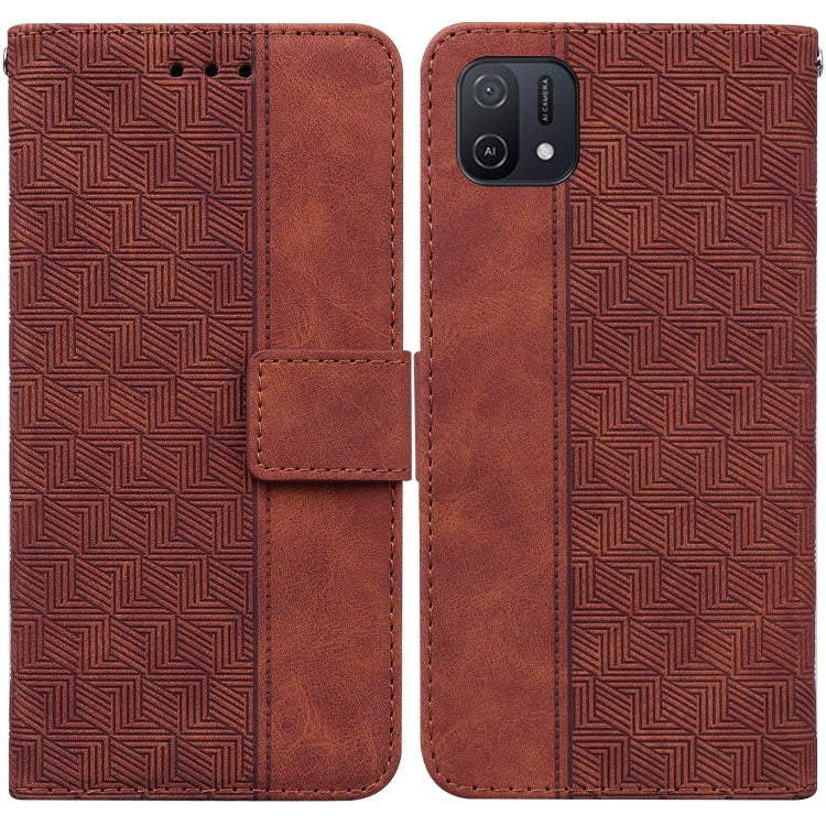 For OPPO A16K Geometric Embossed Leather Phone Case