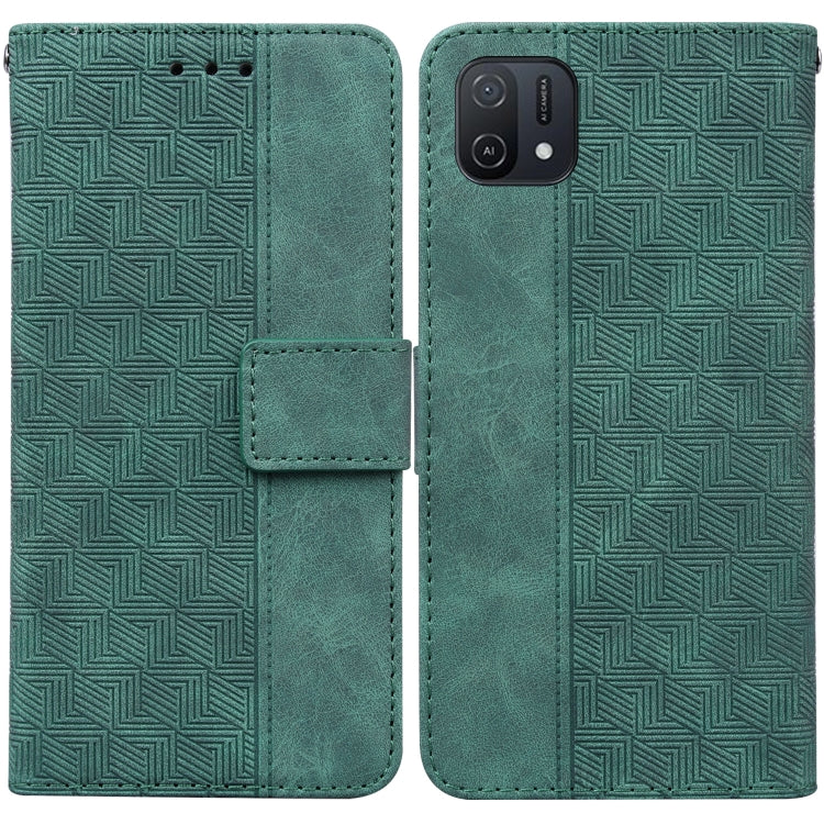 For OPPO A16K Geometric Embossed Leather Phone Case