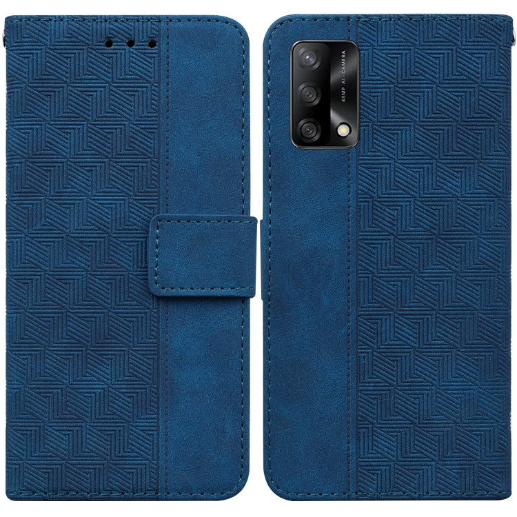 For OPPO A74 4G / F19 4G Geometric Embossed Leather Phone Case