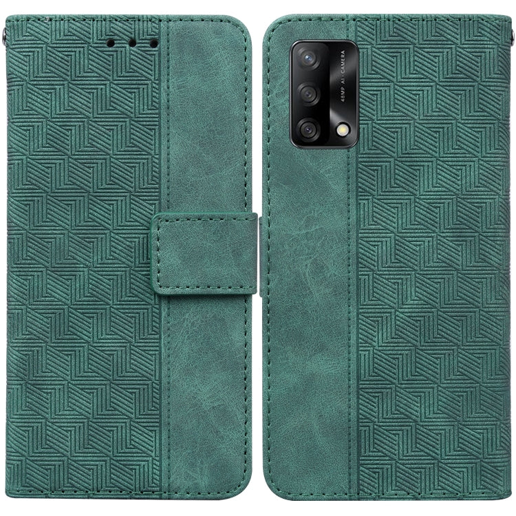 For OPPO A74 4G / F19 4G Geometric Embossed Leather Phone Case