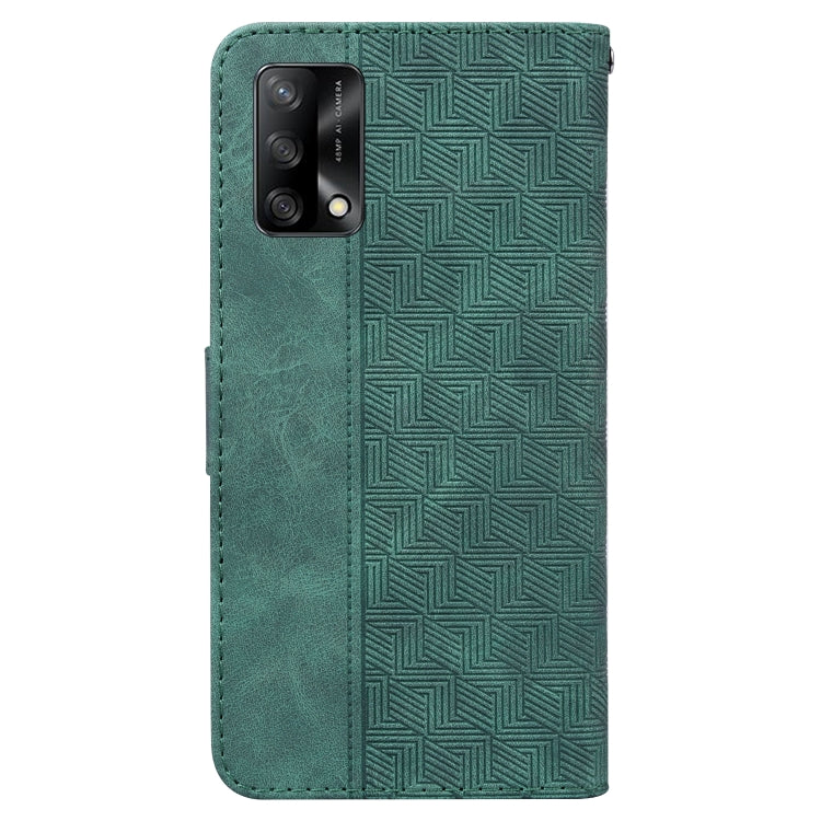 For OPPO A74 4G / F19 4G Geometric Embossed Leather Phone Case