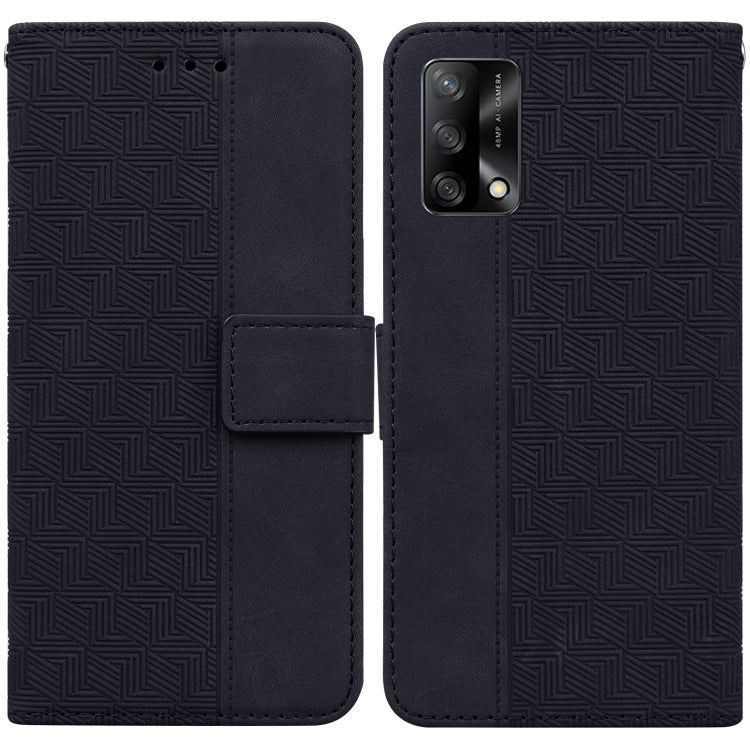 For OPPO A74 4G / F19 4G Geometric Embossed Leather Phone Case