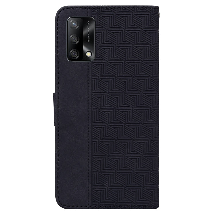 For OPPO A74 4G / F19 4G Geometric Embossed Leather Phone Case