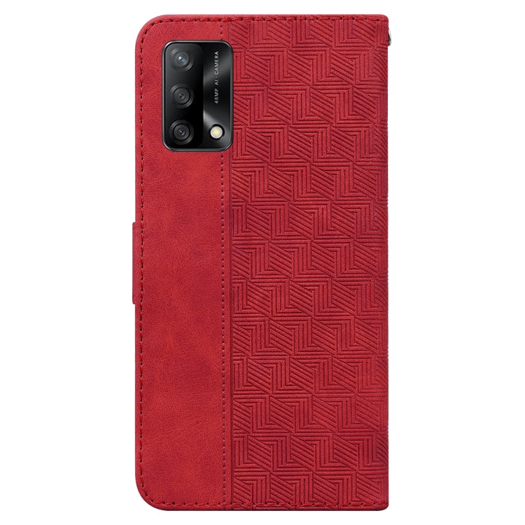 For OPPO A74 4G / F19 4G Geometric Embossed Leather Phone Case