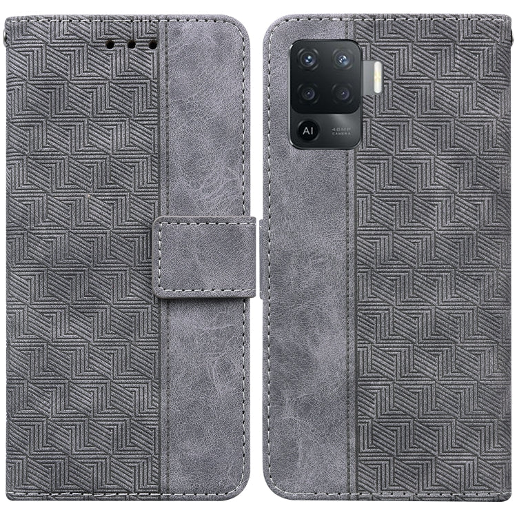 For OPPO A94 4G / F19 Pro / Reno5 F Geometric Embossed Leather Phone Case