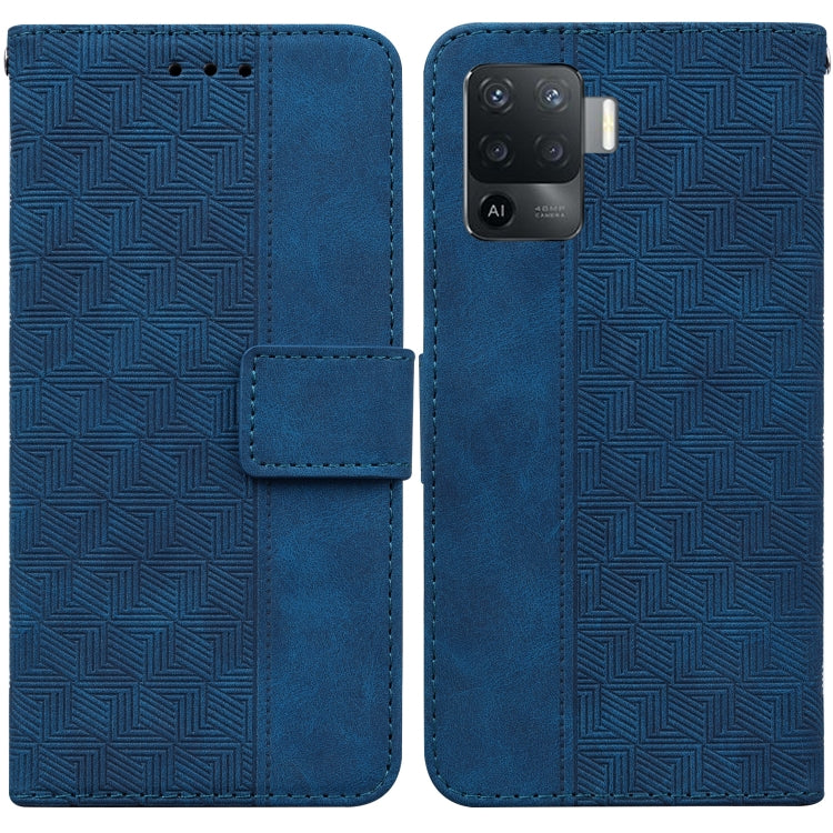 For OPPO A94 4G / F19 Pro / Reno5 F Geometric Embossed Leather Phone Case