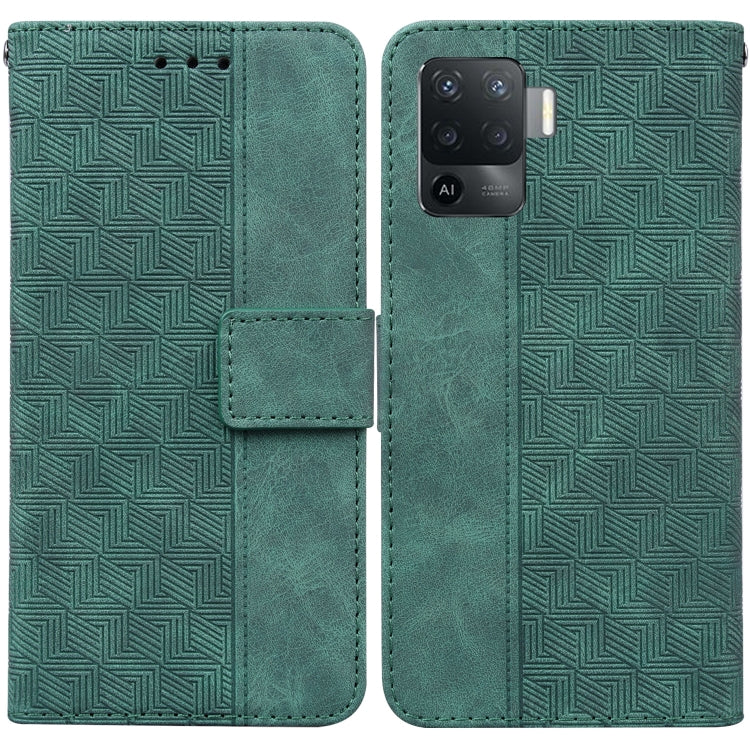 For OPPO A94 4G / F19 Pro / Reno5 F Geometric Embossed Leather Phone Case