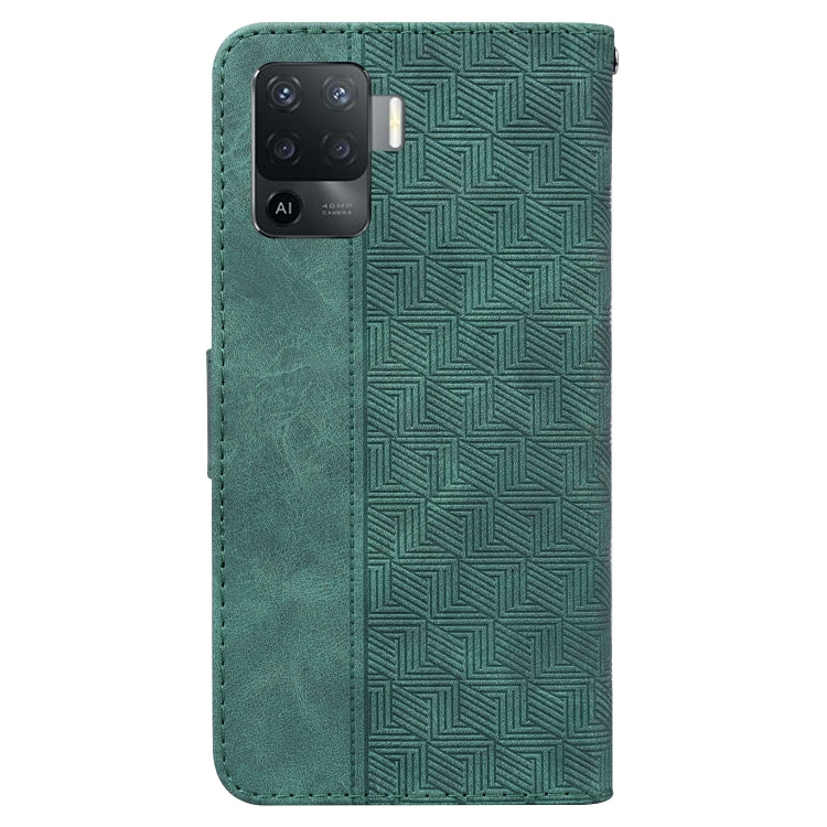 For OPPO A94 4G / F19 Pro / Reno5 F Geometric Embossed Leather Phone Case