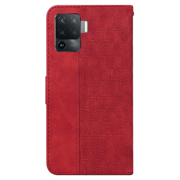 For OPPO A94 4G / F19 Pro / Reno5 F Geometric Embossed Leather Phone Case