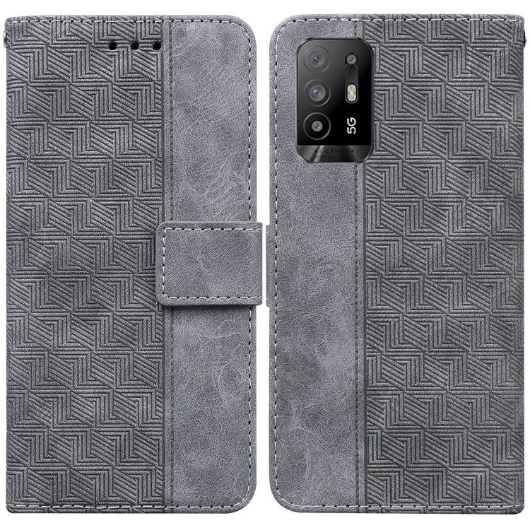 For OPPO A94 5G / F19 Pro+ 5G / Reno5 Z Geometric Embossed Leather Phone Case